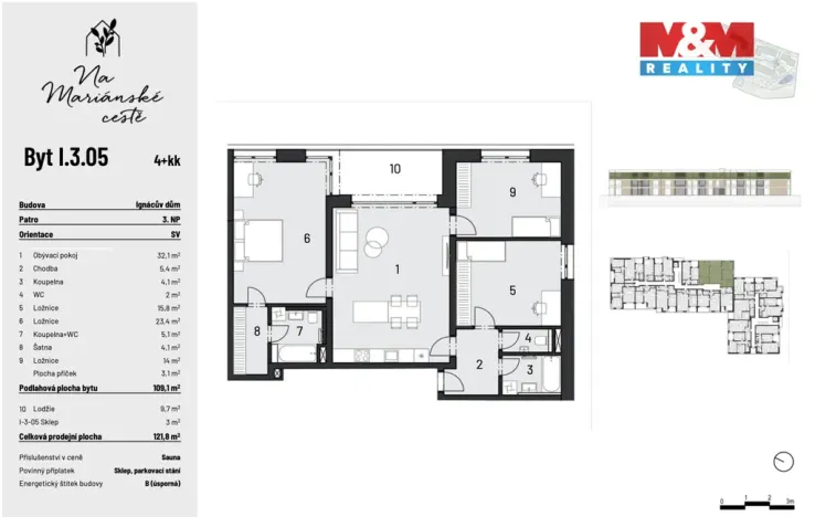 Prodej bytu 4+kk, Brandýs nad Labem-Stará Boleslav, Dřevčická, 109 m2