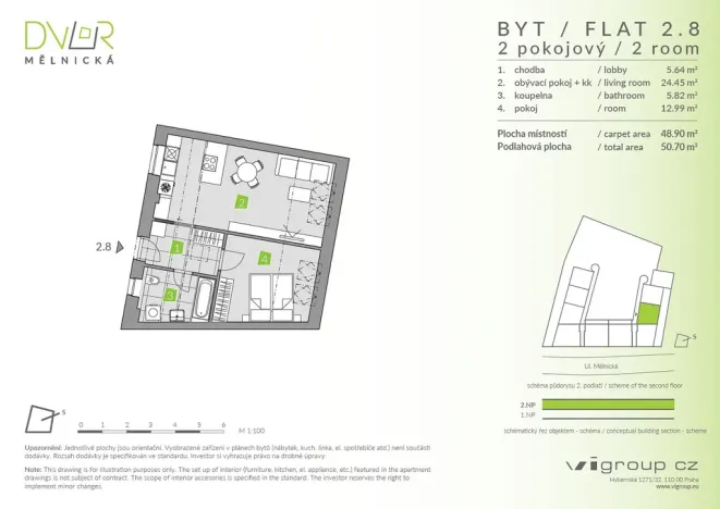 Prodej bytu 2+kk, Brandýs nad Labem-Stará Boleslav - Stará Boleslav, Mělnická, 49 m2