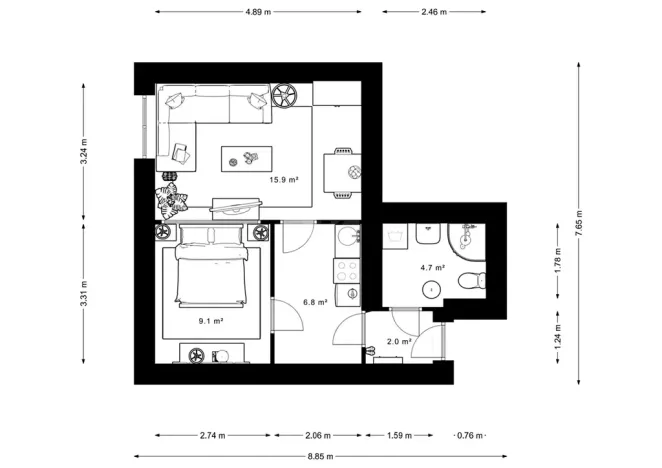 Pronájem bytu 2+kk, Praha - Strašnice, Za strašnickou vozovnou, 40 m2