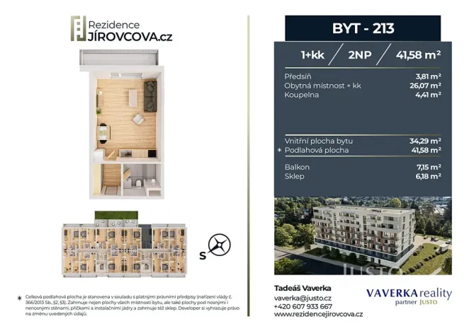 Prodej bytu 1+kk, České Budějovice, Jírovcova, 41 m2
