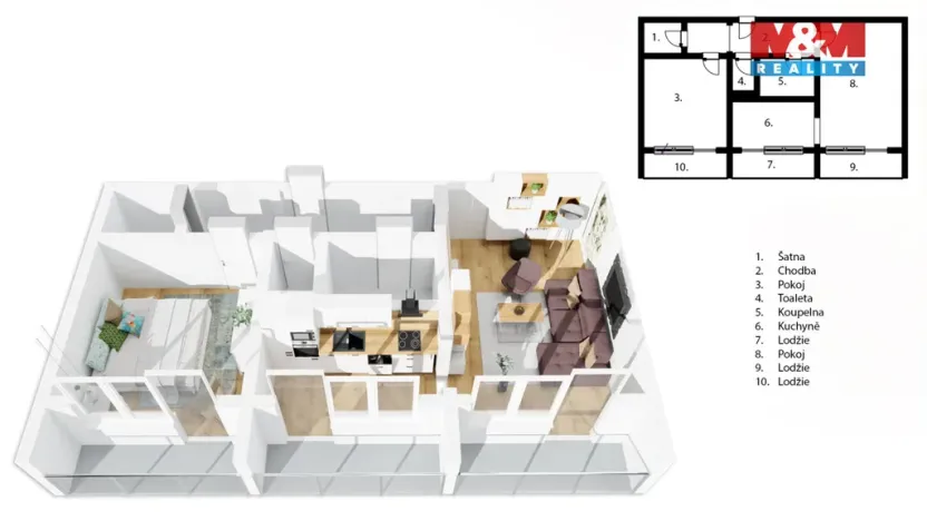 Prodej bytu 2+1, Kladno - Kročehlavy, Unhošťská, 62 m2