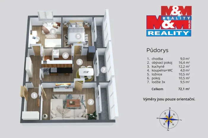 Prodej bytu 3+1, Most, U Věžových domů, 62 m2
