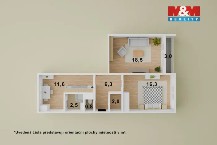 Pronájem bytu 2+1, Ústí nad Labem - Severní Terasa, Rabasova, 62 m2