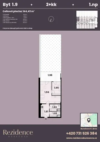 Prodej bytu 2+kk, Brno, Burešova, 147 m2