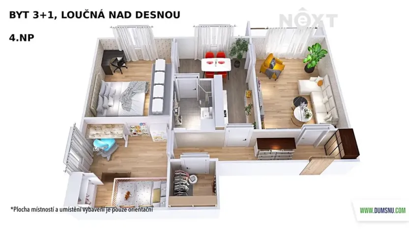 Pronájem bytu 3+1, Loučná nad Desnou, 74 m2