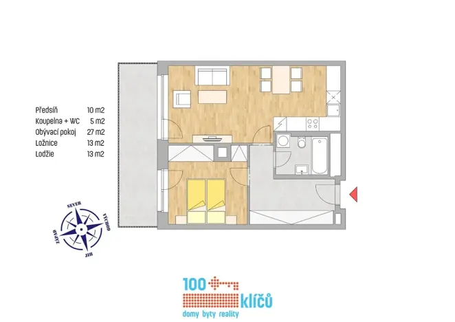 Pronájem bytu 2+kk, Praha - Modřany, Mezi vodami, 55 m2