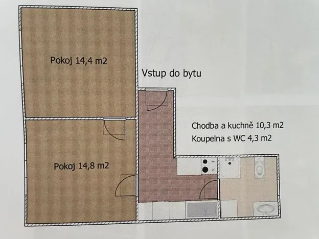 Pronájem bytu 2+1, Brno, Korejská, 44 m2