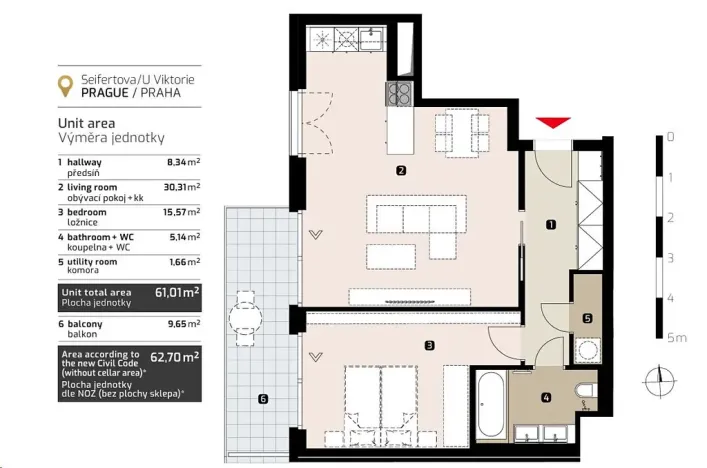 Prodej bytu 2+kk, Praha - Žižkov, U Viktorie, 63 m2