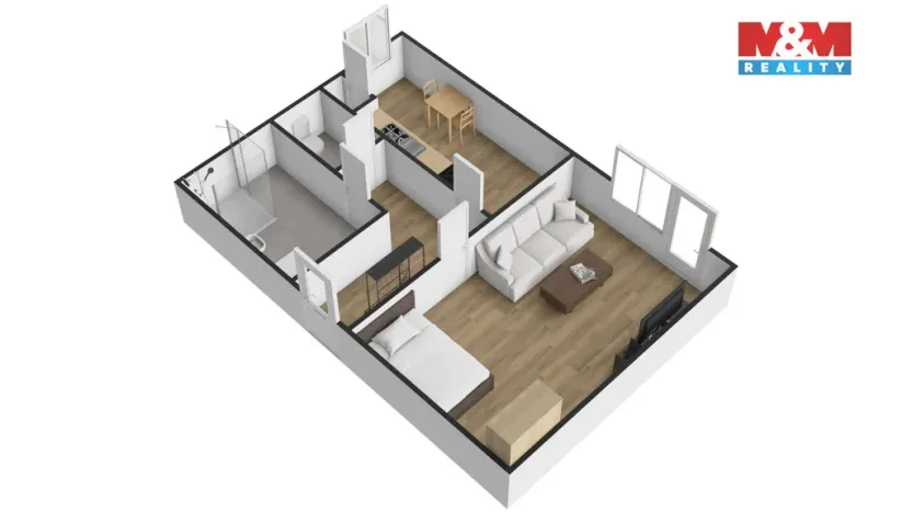 Pronájem bytu 1+1, Kladno, Moskevská, 40 m2