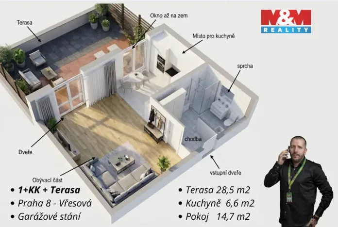 Prodej bytu 1+kk, Praha - Troja, 28 m2