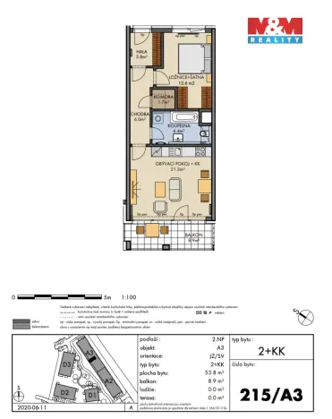 Pronájem bytu 2+kk, Praha - Ruzyně, Huppnerova, 54 m2