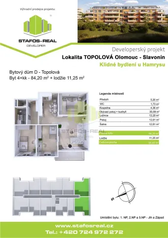 Pronájem bytu 4+kk, Olomouc, Topolová, 84 m2