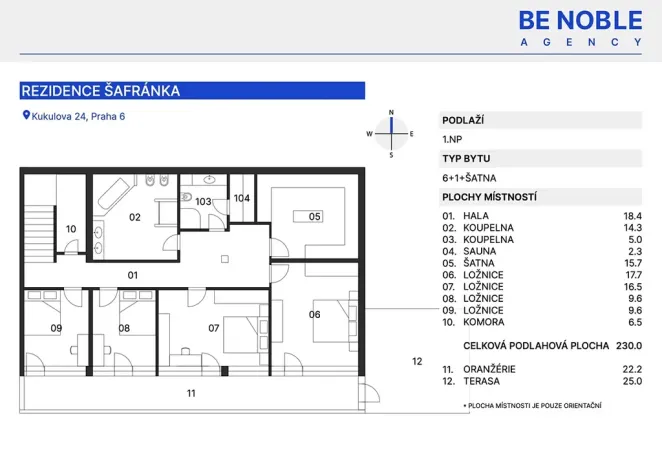 Prodej bytu 6+kk a větší, Praha - Břevnov, Kukulova, 230 m2