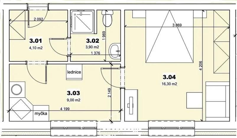 Prodej bytu 1+1, Mšené-lázně, Mládežnická, 33 m2