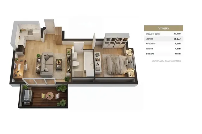 Pronájem bytu 2+kk, Praha - Libeň, Davídkova, 38 m2