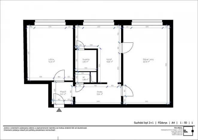 Prodej bytu 2+1, Suchdol nad Lužnicí, sídl. 9. května, 57 m2