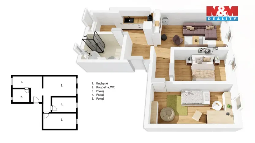 Prodej bytu 3+1, České Budějovice - České Budějovice 3, Nerudova, 68 m2