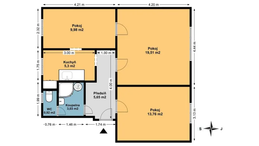 Prodej bytu 3+1, Bystřice, U Stadionu, 58 m2
