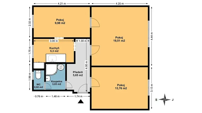 Prodej bytu 3+1, Bystřice, U Stadionu, 58 m2