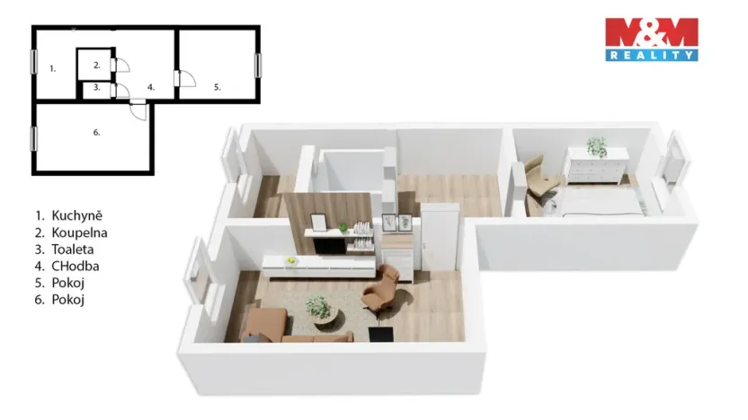 Prodej bytu 2+1, Nové Hrady, Česká, 50 m2