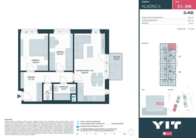 Prodej bytu 3+kk, Kladno, Ke stadionu, 63 m2