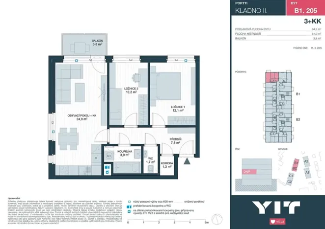 Prodej bytu 3+kk, Kladno, Ke stadionu, 61 m2