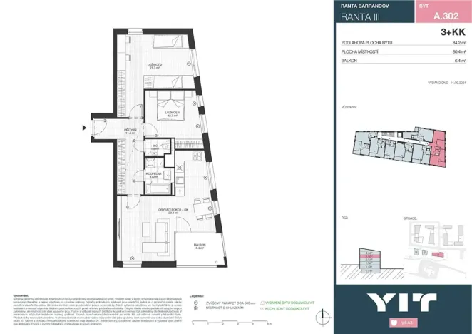 Prodej bytu 3+kk, Praha - Hlubočepy, Wassermannova, 80 m2