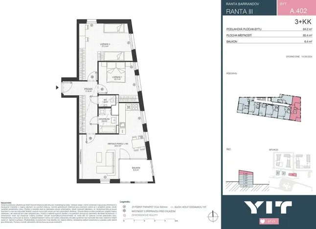 Prodej bytu 3+kk, Praha - Hlubočepy, Wassermannova, 80 m2