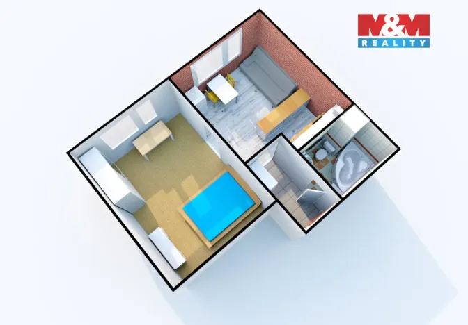 Pronájem bytu 1+1, Děčín - Děčín IX-Bynov, Kyjevská, 34 m2