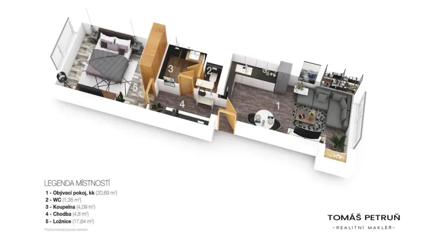 Pronájem bytu 2+kk, Hradec Králové - Věkoše, V. J. Kašpara, 50 m2