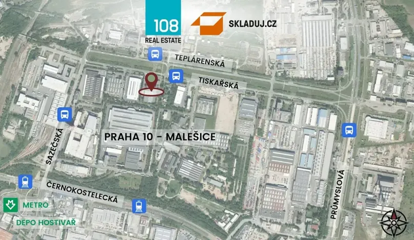 Pronájem skladu, Praha - Malešice, Tiskařská, 900 m2