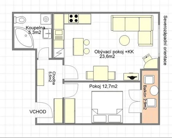 Pronájem bytu 2+kk, Úvaly, U Hostína, 50 m2