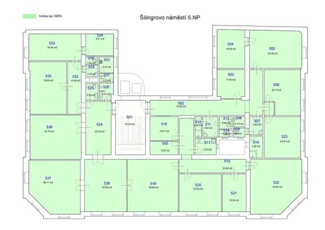 Pronájem kanceláře, Brno, Šilingrovo náměstí, 528 m2