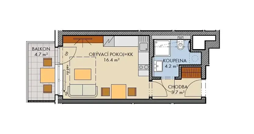 Prodej bytu 1+kk, Praha - Dolní Měcholupy, Honzíkova, 25 m2