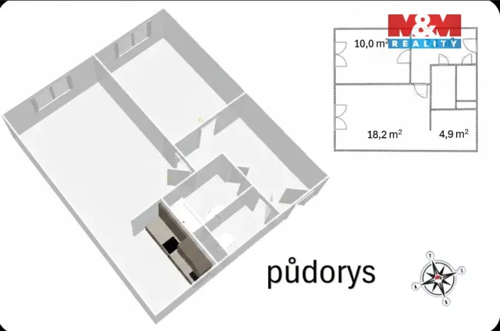 Prodej bytu 2+kk, Kutná Hora - Šipší, Mazákova, 43 m2