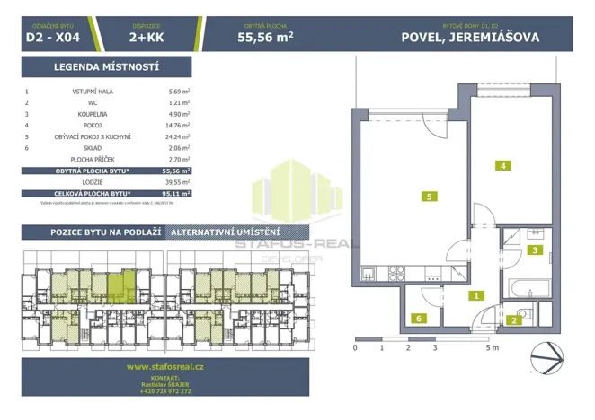 Prodej bytu 2+kk, Olomouc, Jeremiášova, 55 m2