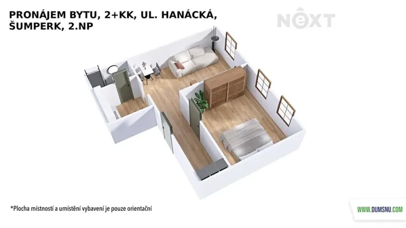 Pronájem bytu 2+kk, Šumperk, Hanácká, 37 m2
