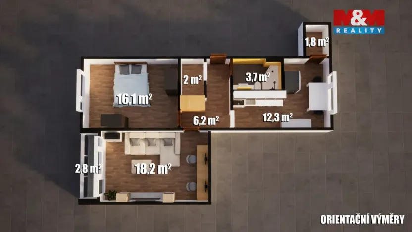 Pronájem bytu 2+1, Česká Lípa, 5. května, 59 m2