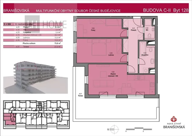 Prodej bytu 3+kk, České Budějovice, K Šindlovým Dvorům, 73 m2