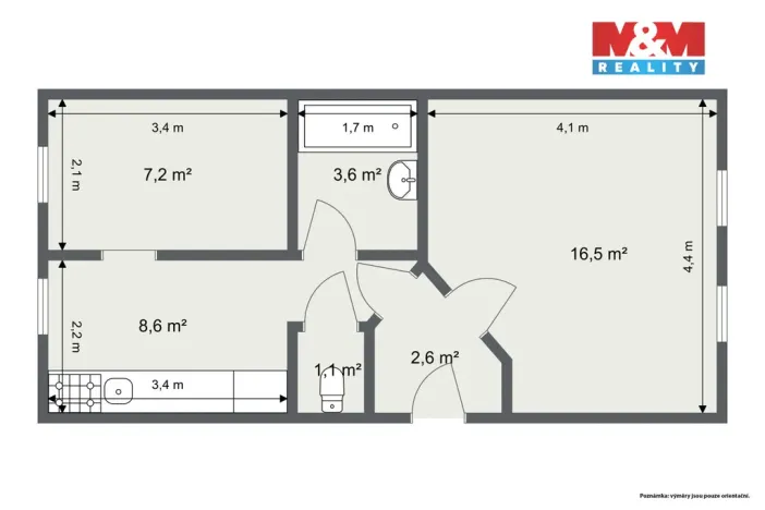 Prodej bytu 2+1, Dalovice, Průběžná, 42 m2