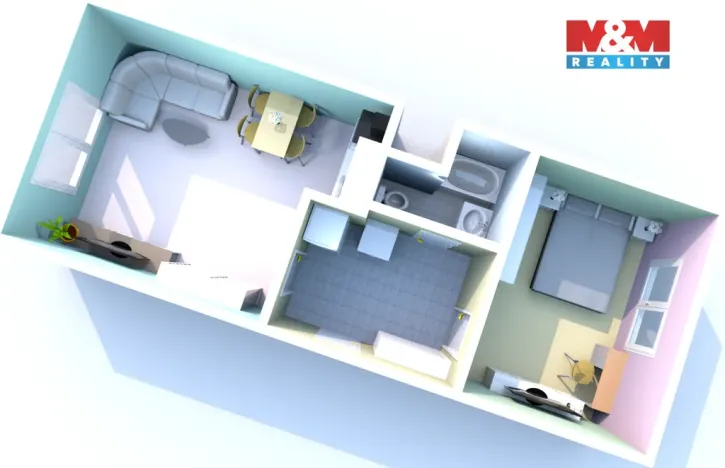 Pronájem bytu 2+kk, Děčín - Děčín V-Rozbělesy, Závodní, 42 m2