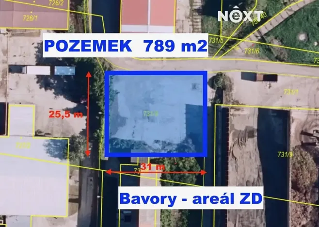 Prodej komerčního pozemku, Bavory, 789 m2