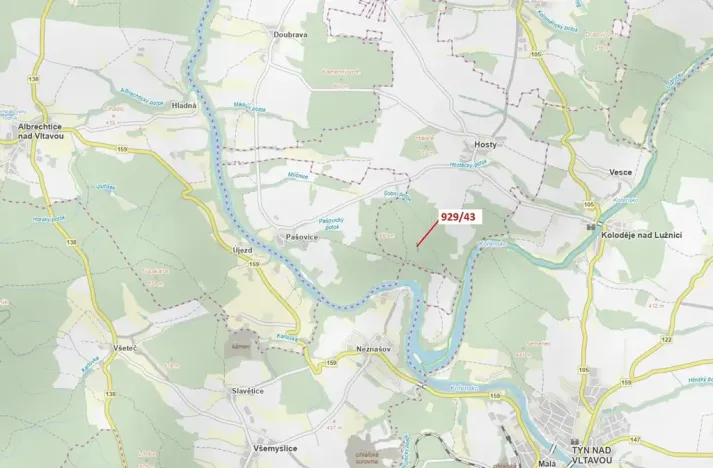 Dražba lesa, Hosty, 1258 m2