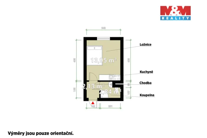 Prodej bytu 1+kk, Plzeň - Lobzy, Sousedská, 20 m2