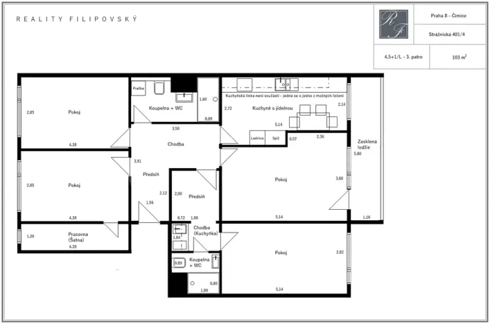Prodej bytu 4+1, Praha - Čimice, Strážnická, 103 m2