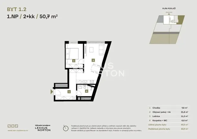 Prodej bytu 2+kk, Praha - Libeň, Zenklova, 51 m2