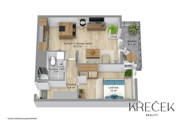 Pronájem bytu 2+kk, Třebíč, Kremláčkova, 49 m2