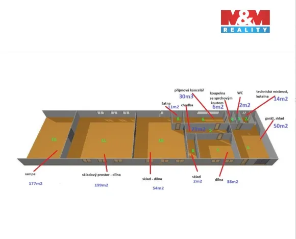 Pronájem skladu, Zubčice - Markvartice, 427 m2