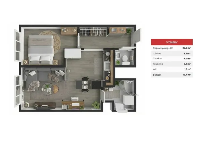 Pronájem bytu 2+kk, Praha - Chodov, Zdiměřická, 42 m2