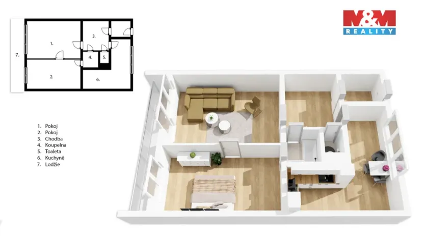 Prodej bytu 2+1, Pardubice - Zelené Předměstí, Palackého třída, 60 m2